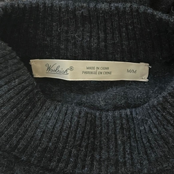 Woolrich Sweater Womens Medium Navy Blue Orange Wildview Wool Alpaca Cabincore - Picture 5 of 6